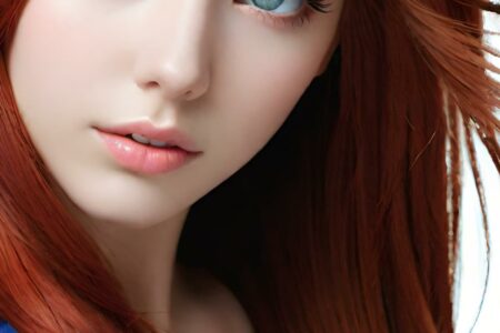 AI girl with red hair wallpaper