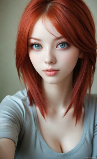 AI girl with red hair wallpaper