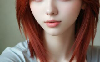 AI girl with red hair wallpaper