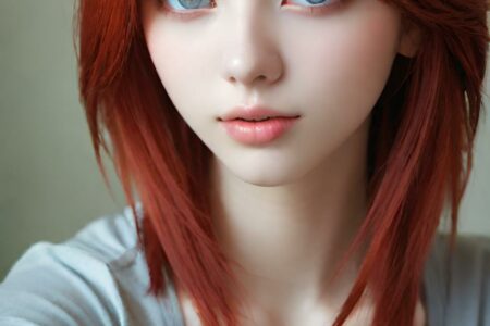 AI girl with red hair wallpaper