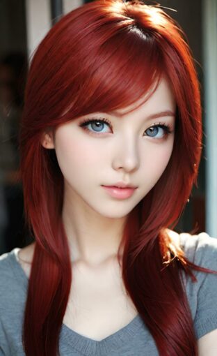 AI girl with red hair wallpaper