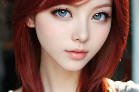 AI girl with red hair wallpaper