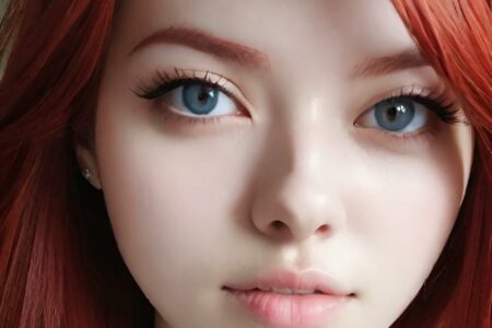 AI girl with red hair wallpaper