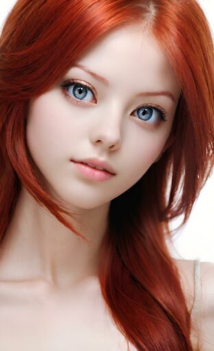 AI girl with red hair wallpaper
