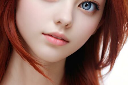 AI girl with red hair wallpaper