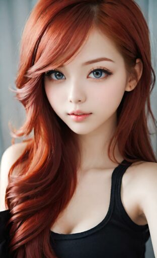 AI girl with red hair wallpaper