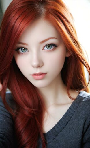AI girl with red hair wallpaper