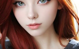 AI girl with red hair wallpaper