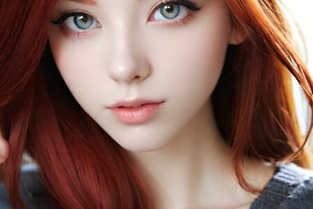 AI girl with red hair wallpaper