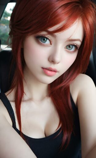 AI girl with red hair wallpaper