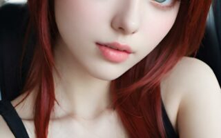 AI girl with red hair wallpaper