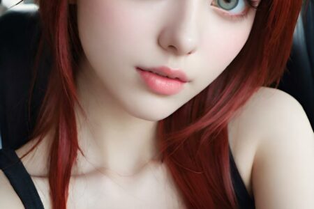 AI girl with red hair wallpaper