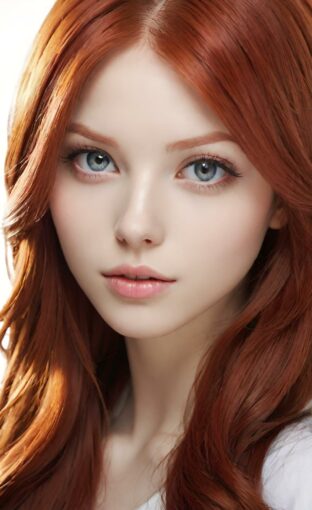 AI girl with red hair wallpaper