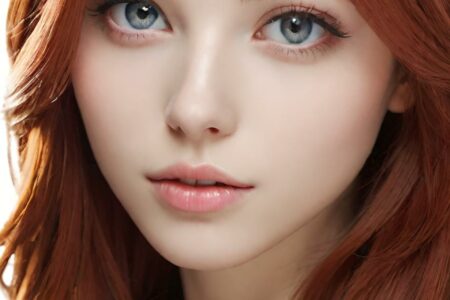 AI girl with red hair wallpaper