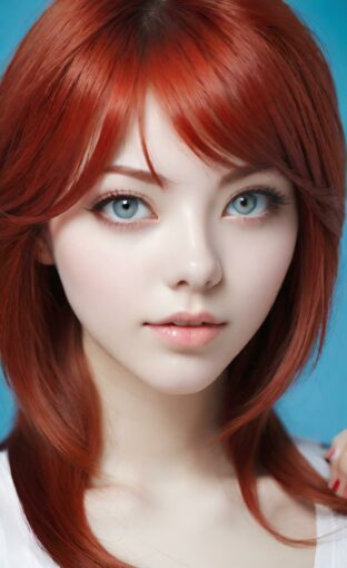 AI girl with red hair wallpaper