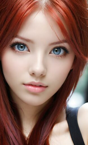 AI girl with red hair wallpaper
