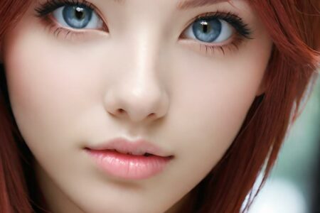 AI girl with red hair wallpaper