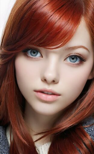 AI girl with red hair wallpaper