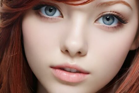 AI girl with red hair wallpaper