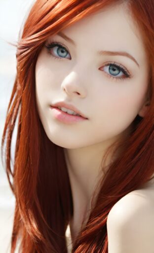 AI girl with red hair wallpaper