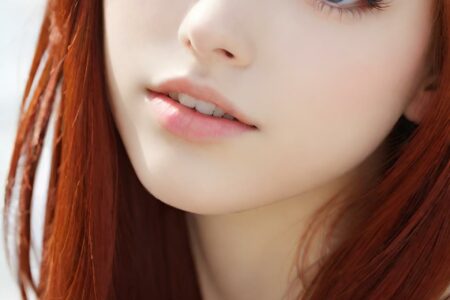 AI girl with red hair wallpaper