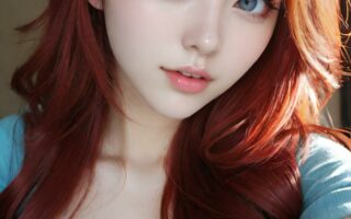 AI girl with red hair wallpaper