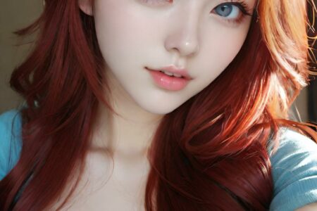 AI girl with red hair wallpaper