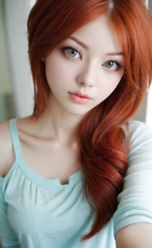 AI girl with red hair wallpaper