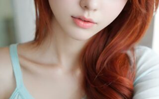 AI girl with red hair wallpaper