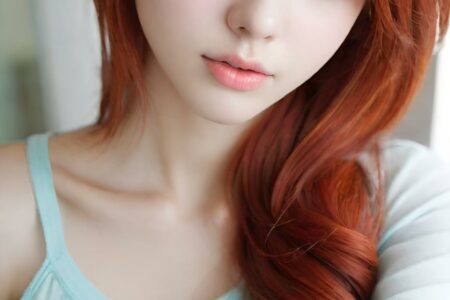 AI girl with red hair wallpaper