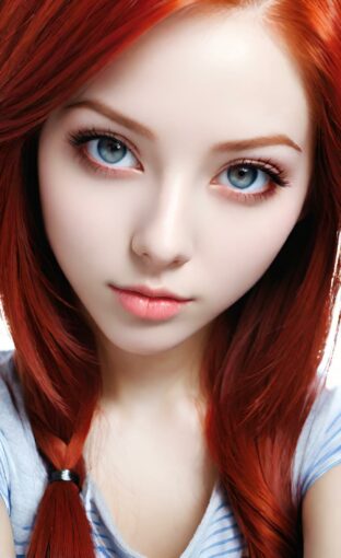 AI girl with red hair wallpaper