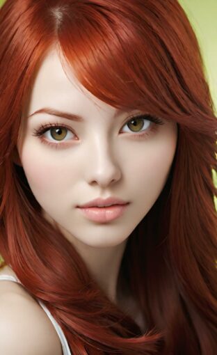 AI girl with red hair wallpaper