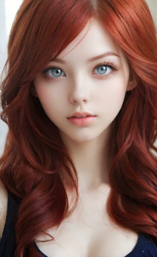 AI girl with red hair wallpaper