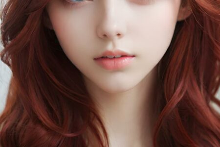 AI girl with red hair wallpaper