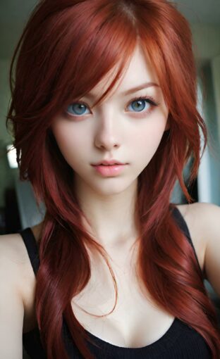 AI girl with red hair wallpaper