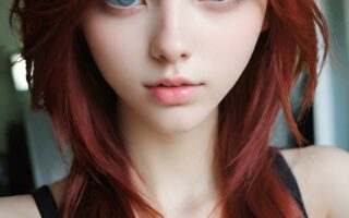 AI girl with red hair wallpaper