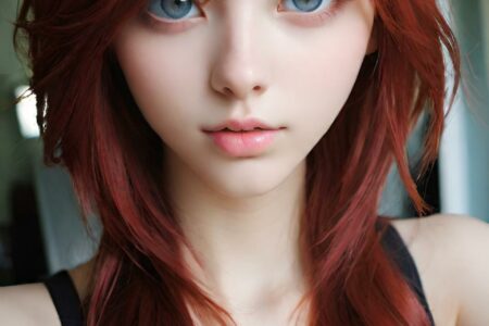 AI girl with red hair wallpaper
