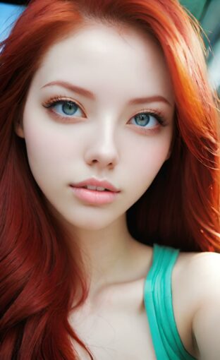 AI girl with red hair wallpaper