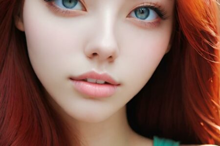 AI girl with red hair wallpaper