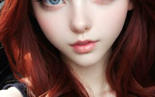 AI girl with red hair wallpaper