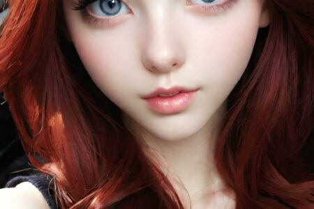 AI girl with red hair wallpaper