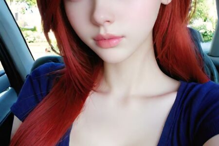 AI girl with red hair wallpaper