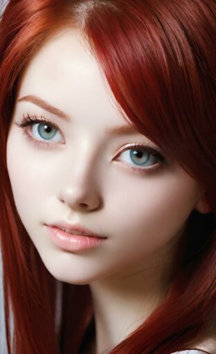 AI girl with red hair wallpaper