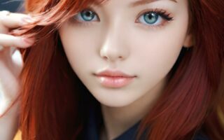 AI girl with red hair wallpaper