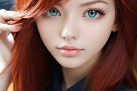 AI girl with red hair wallpaper