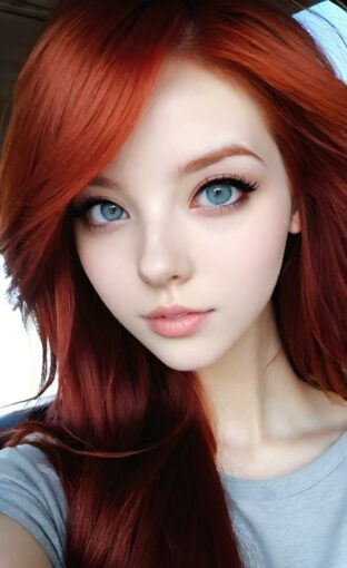 AI girl with red hair wallpaper