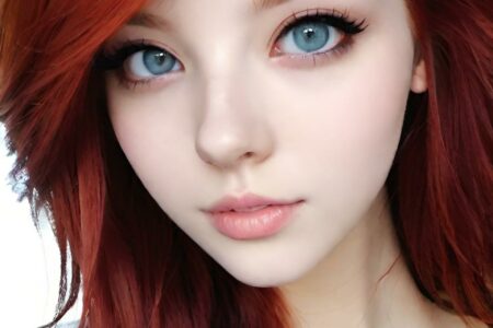 AI girl with red hair wallpaper