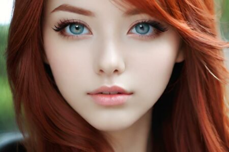 AI girl with red hair wallpaper
