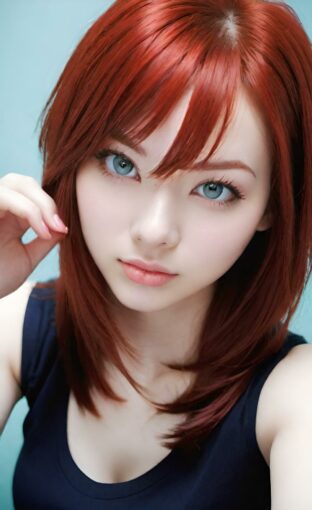 AI girl with red hair wallpaper