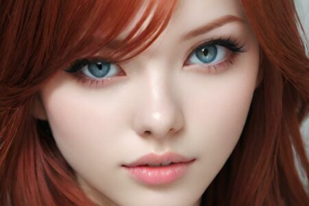 AI girl with red hair wallpaper